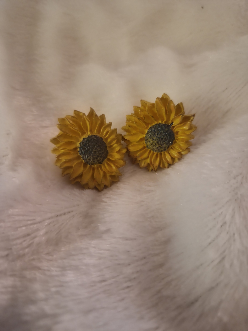 Retro Yellow Sunflower Floral Statement Earrings